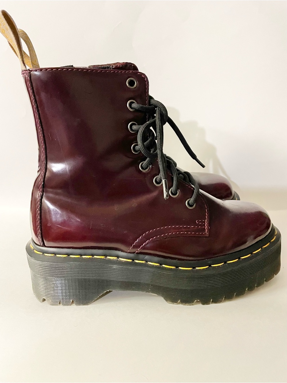 Dr. Martens Vegan Jadon II 8-Eye Platform Boot Cherry Red Women's Size 6